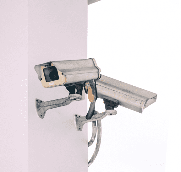 Two security cameras asking are you being too safe?