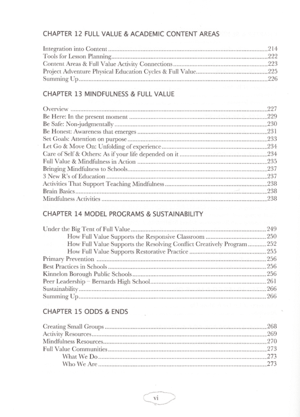 Full Value School Table of Contents page 4