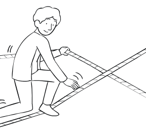 Illustration of man using Hour Glass challenge course element