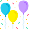 Illustration of three party balloons